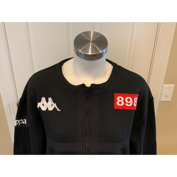 Kappa Black Oversized Zip-Up Sweatshirt W/ White Embroidery, Size M, NWT - Picture 2 of 6